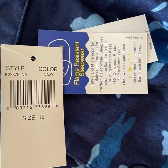 Nautica Navy Blue Long Sleeve Sleep Shirt Size 12 - Picture 9 of 10